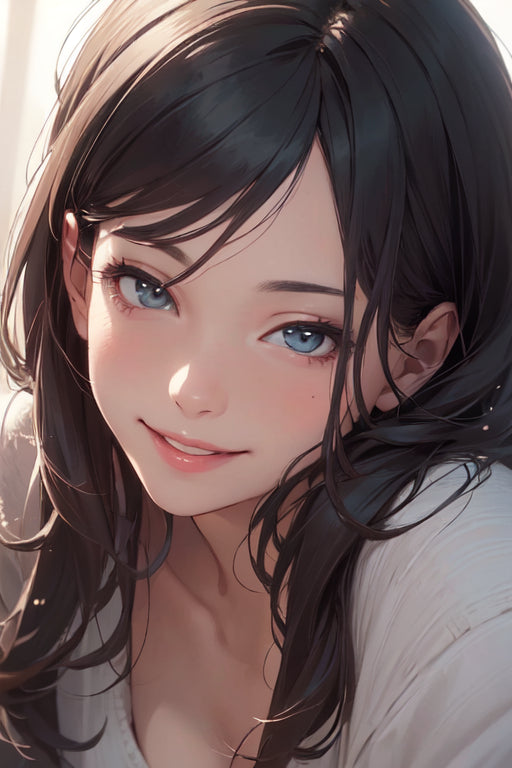 anime mommy, anime milf with brown hair and blue eyes