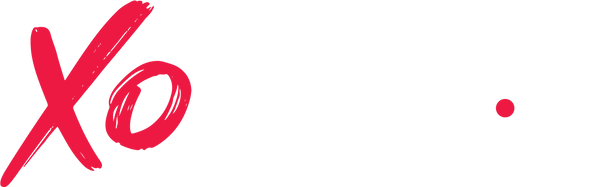 XO Audios Logo for Homepage, Pink XO and white Audios. Full length logo for homepage
